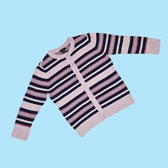 Halogen Sweaters - Halogen Striped Cardigan Sweater Size SmallBlue Pink